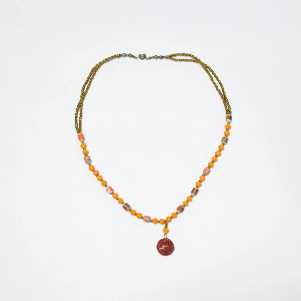 Elegant Spiral Pendant Beaded Necklace