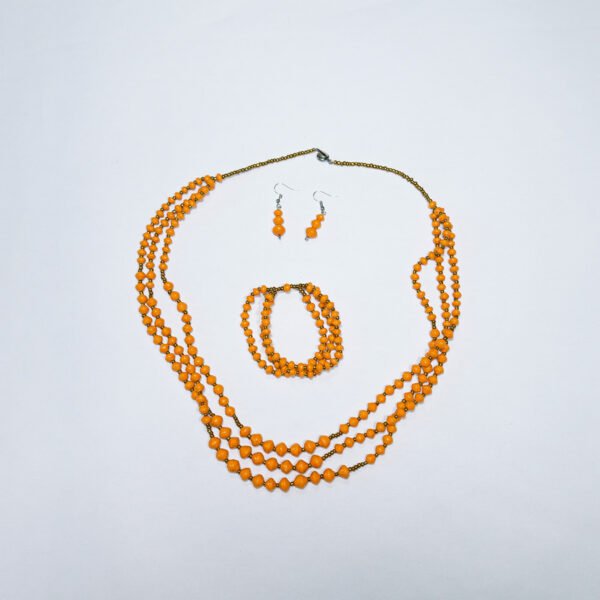 Vibrant Gapped Tripple-Strand Necklace (Jewelry Set)